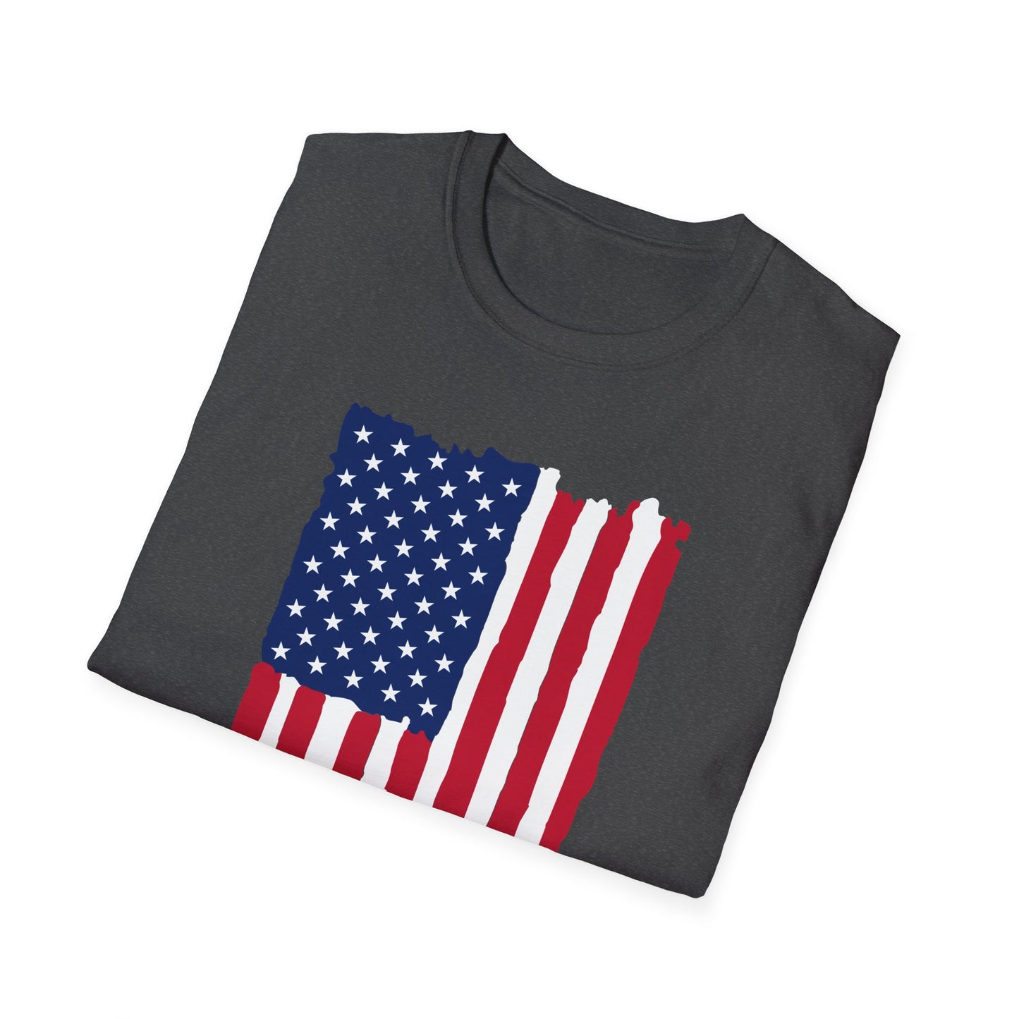 Distressed Vertical American Flag Color - Unisex Softstyle T-Shirt