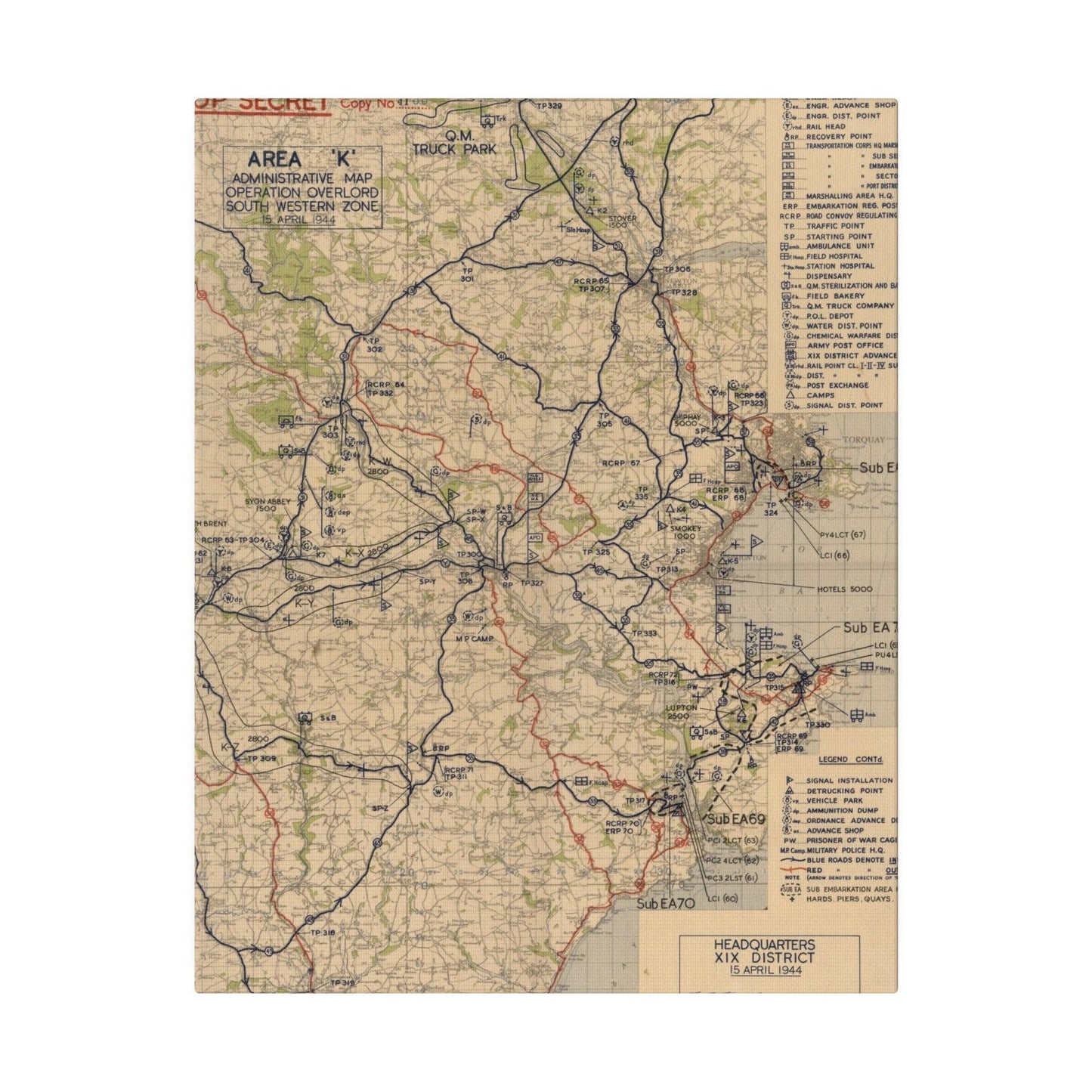 Area K, Administrative Map, Operation Overlord, South Western Zone, 15 April 1944 - Pacific Sky Games