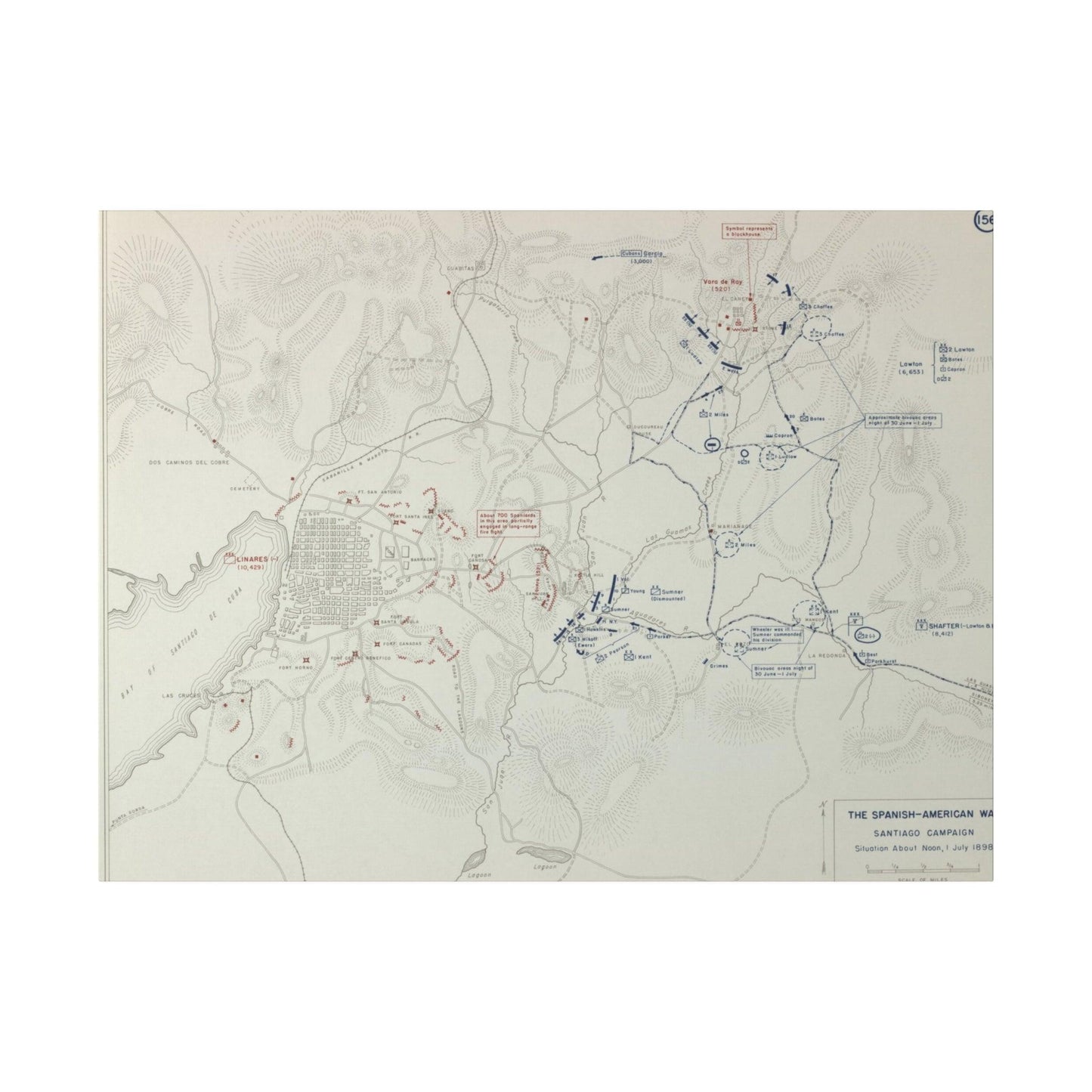 Spanish-American War, Santiago Campaign, Situation Noon 1 July 1898 - Pacific Sky Games