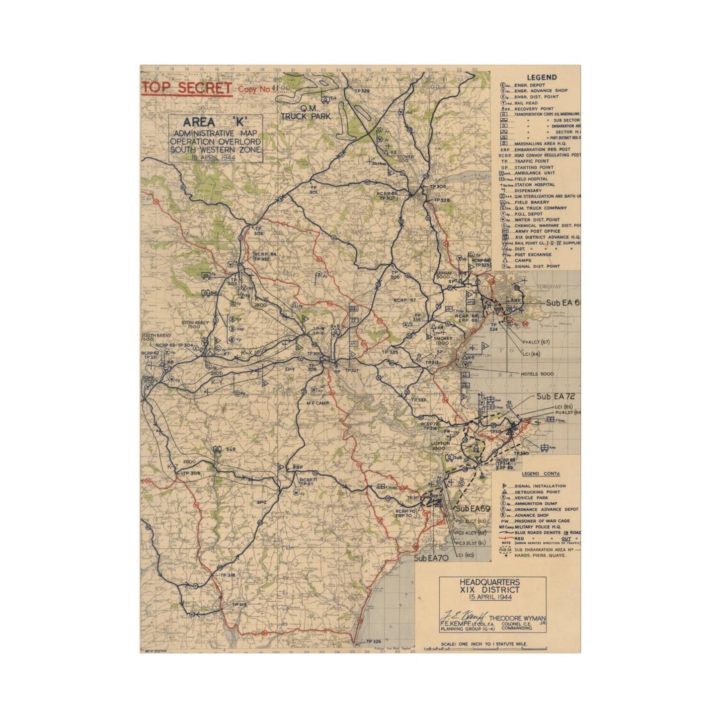 Area K, Administrative Map, Operation Overlord, South Western Zone, 15 April 1944 - Pacific Sky Games