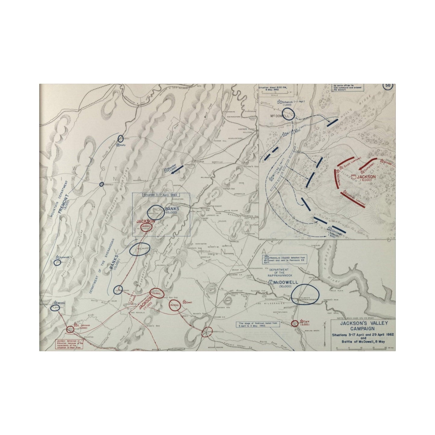 American Civil War Jackson's Valley Campaign - Situation 3-17, 29 Apr and Battle of McDowell 8 May 1862 - Pacific Sky Games