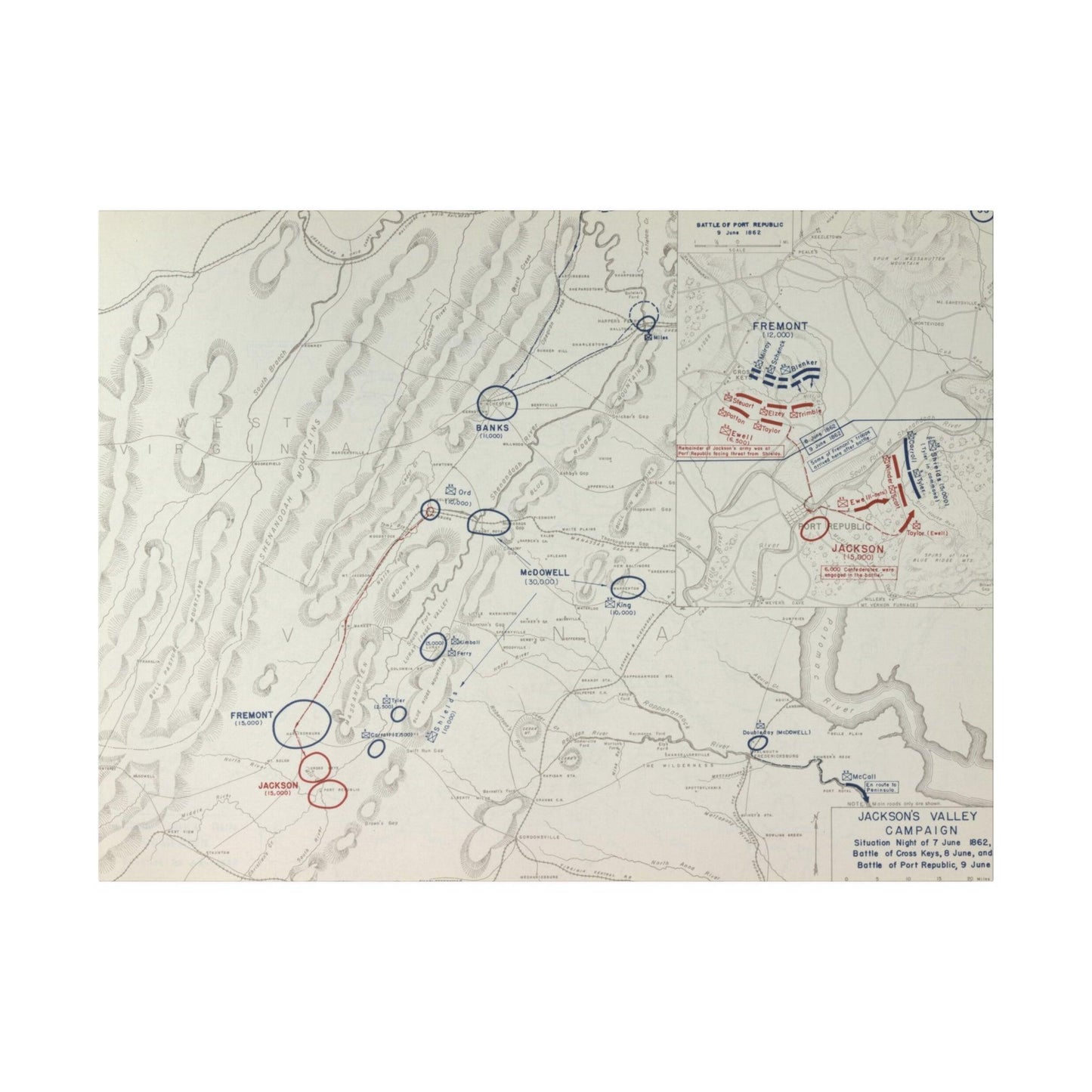 American Civil War Jackson's Valley Campaign - Situation 7 June and Battle of Cross Keys and Port Republic 8-9 June 1862 - Pacific Sky Games