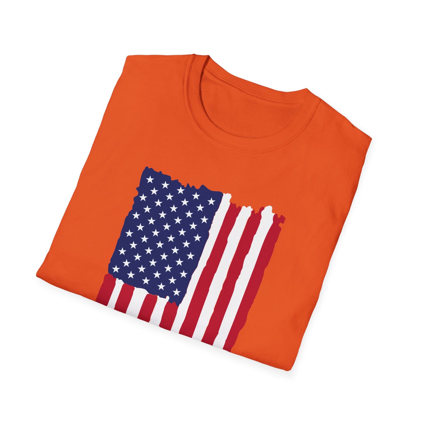 Distressed Vertical American Flag Color - Unisex Softstyle T-Shirt
