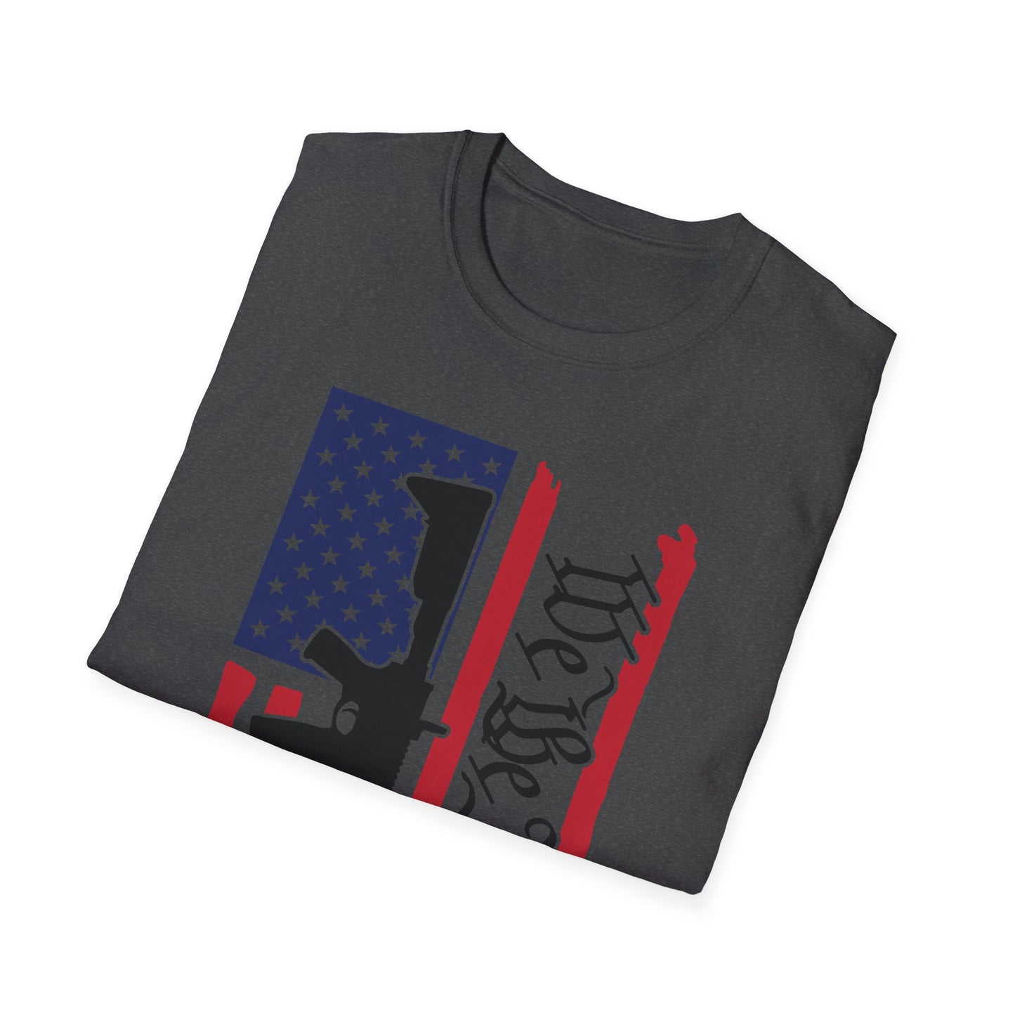Distressed Vertical American Flag Color - We The People - Unisex Softstyle T-Shirt