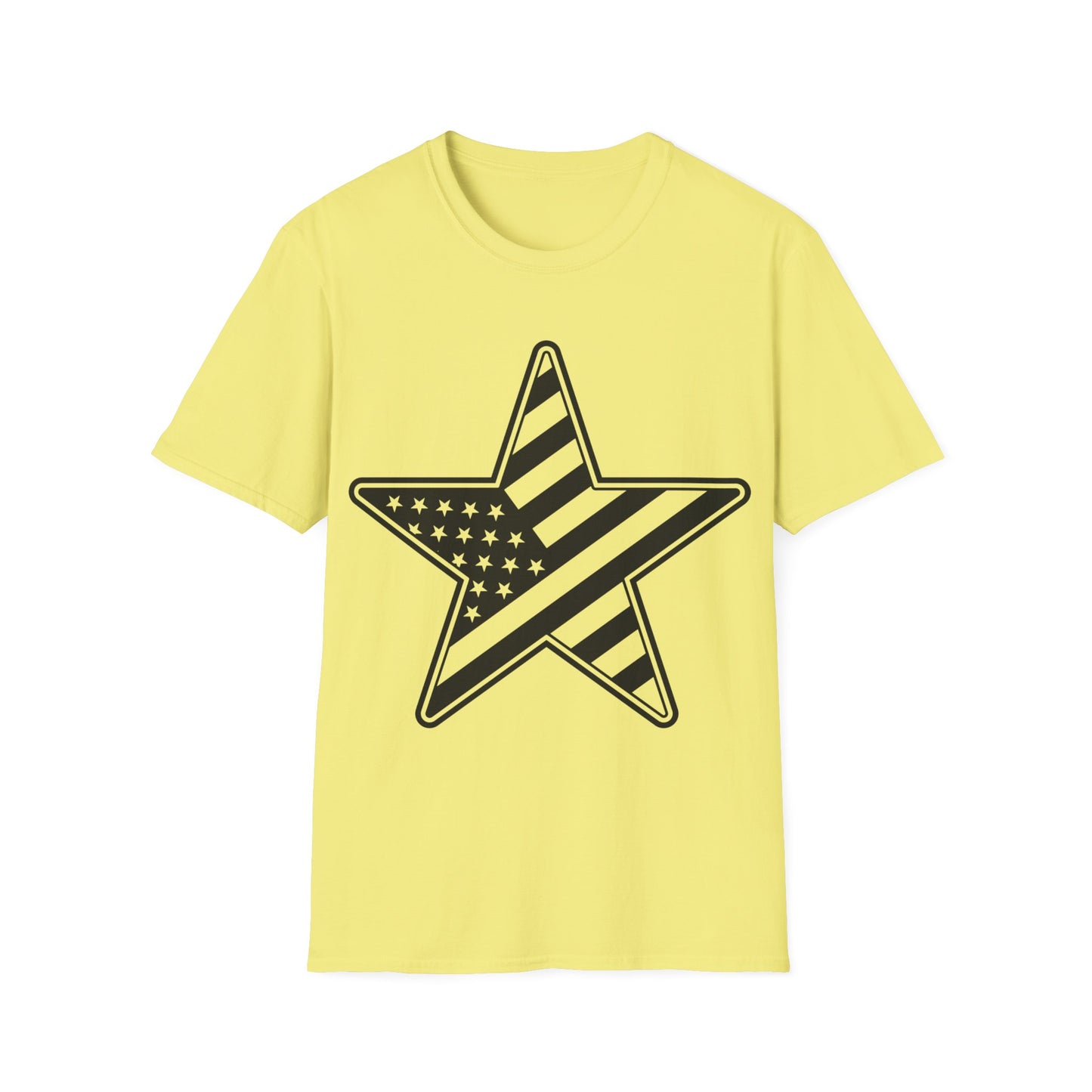 American Flag Star B&W - Unisex Softstyle T-Shirt