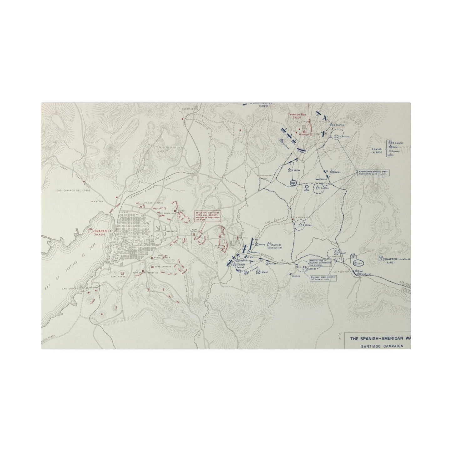 Spanish-American War, Santiago Campaign, Situation Noon 1 July 1898 - Pacific Sky Games