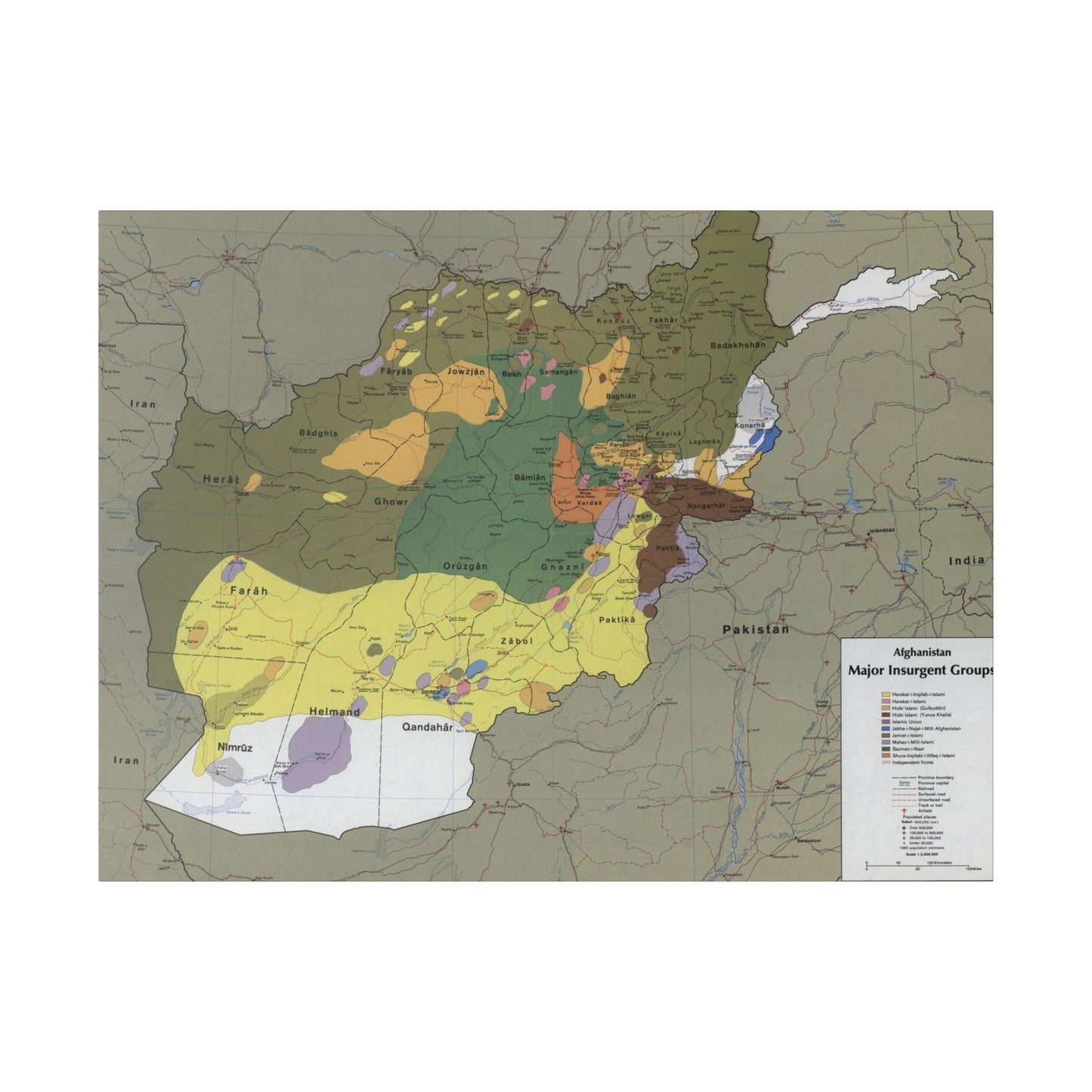 Afghanistan Major Insurgent Groups, CIA, 1985 - Pacific Sky Games