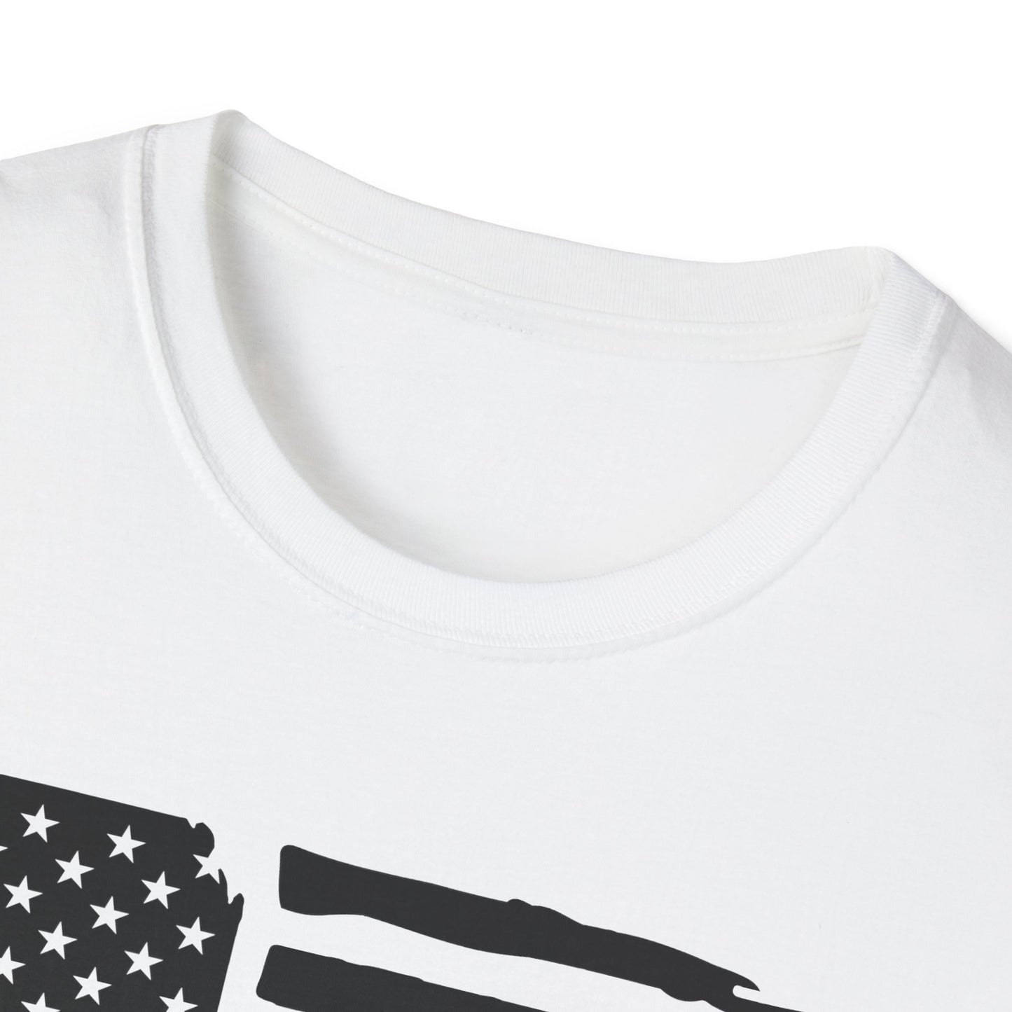Distressed American Flag B&W - Wife - Unisex Softstyle T-Shirt