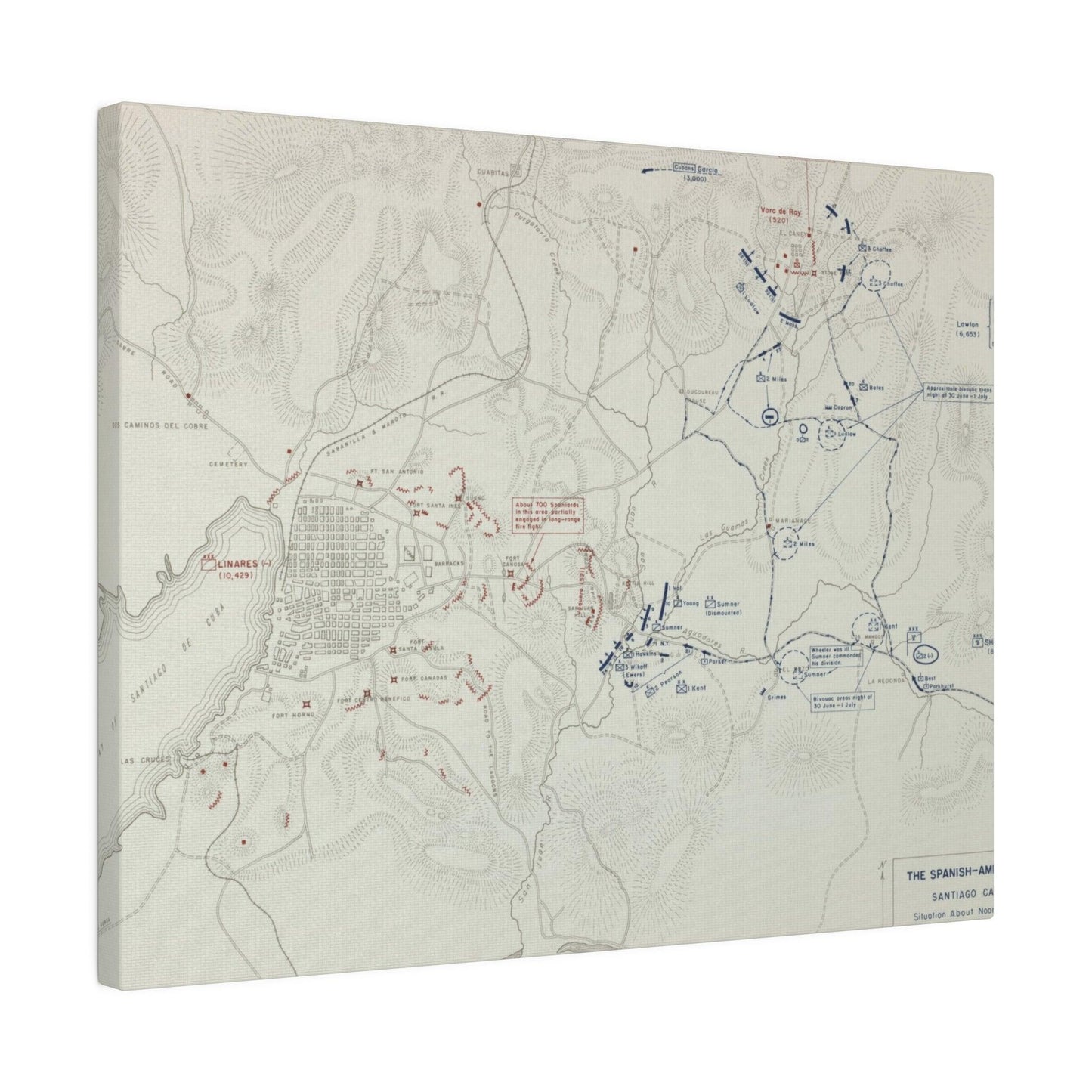 Spanish-American War, Santiago Campaign, Situation Noon 1 July 1898 - Pacific Sky Games
