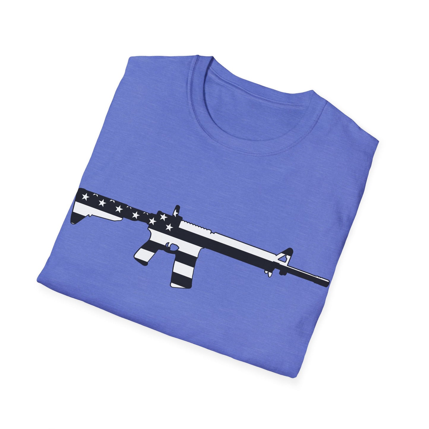 AR American Flag B&W - Eagle - Unisex Softstyle T-Shirt