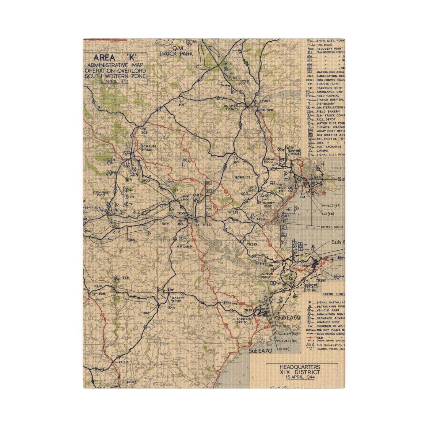 Area K, Administrative Map, Operation Overlord, South Western Zone, 15 April 1944 - Pacific Sky Games