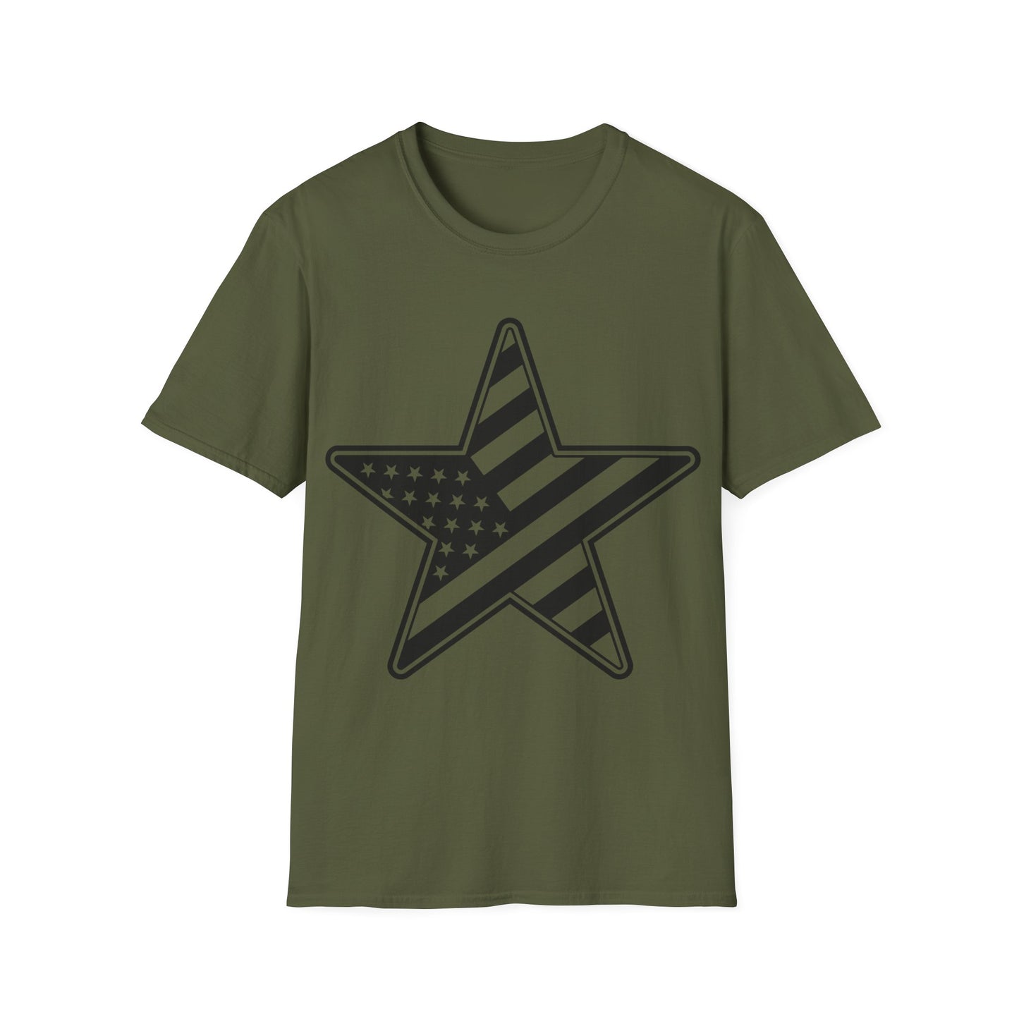 American Flag Star B&W - Unisex Softstyle T-Shirt