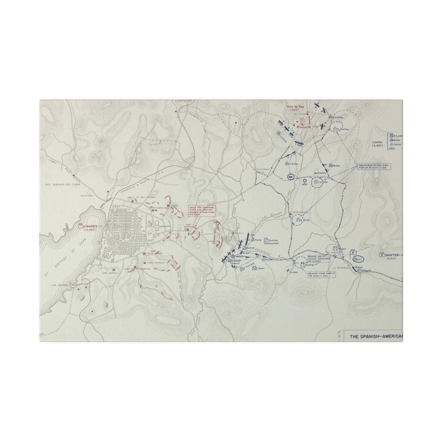Spanish-American War, Santiago Campaign, Situation Noon 1 July 1898 - Pacific Sky Games