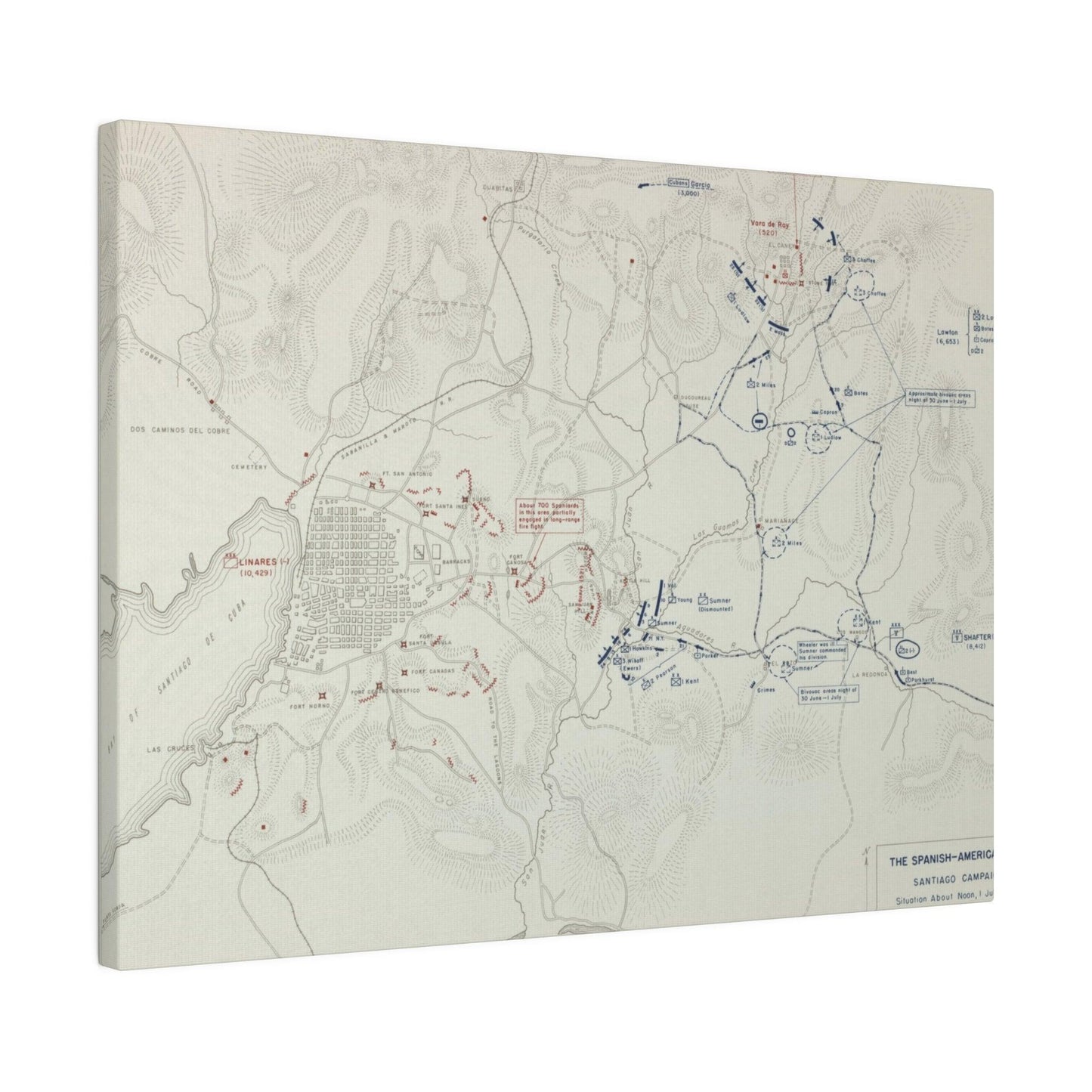 Spanish-American War, Santiago Campaign, Situation Noon 1 July 1898 - Pacific Sky Games