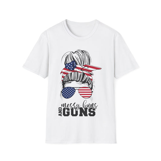 Messy Buns & Guns - Unisex Softstyle T-Shirt