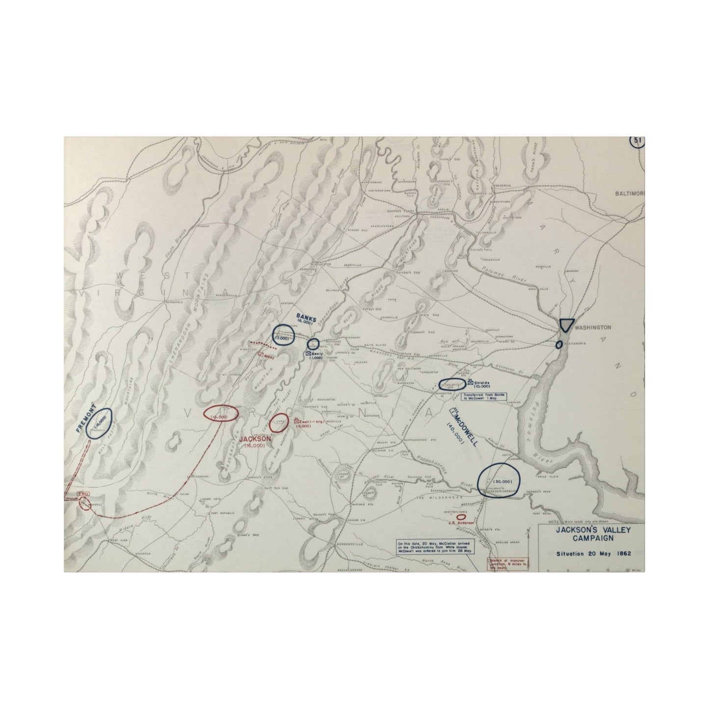American Civil War Jackson's Valley Campaign - Situation 20 May 1862 - Pacific Sky Games
