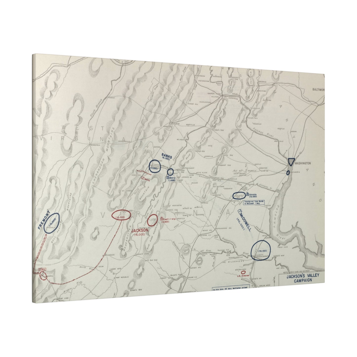 American Civil War Jackson's Valley Campaign - Situation 20 May 1862