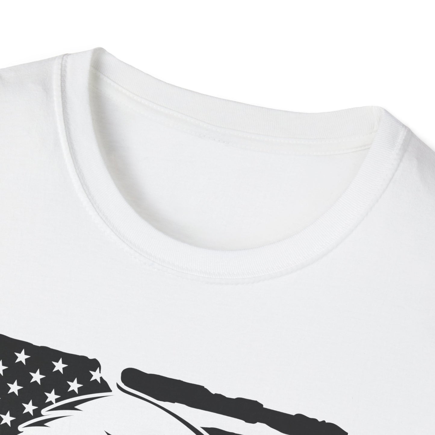 Distressed American Flag B&W - Eagle - Unisex Softstyle T-Shirt