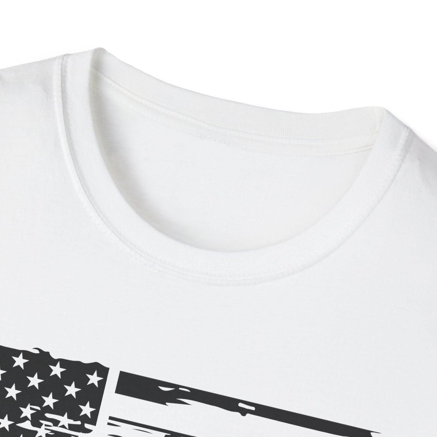 Distressed American Flag B&W - Unisex Softstyle T-Shirt