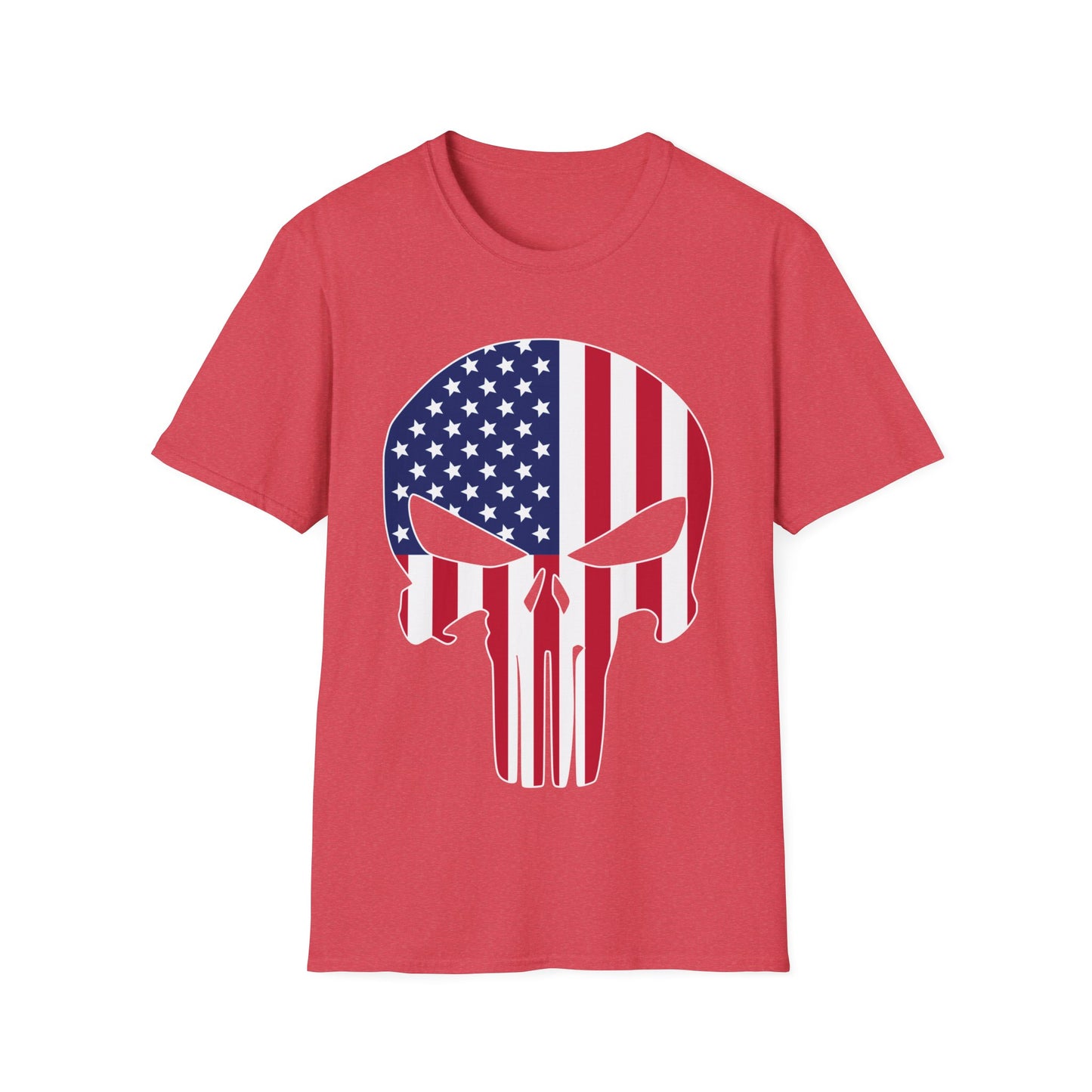 American Skull Flag Color - Unisex Softstyle T-Shirt