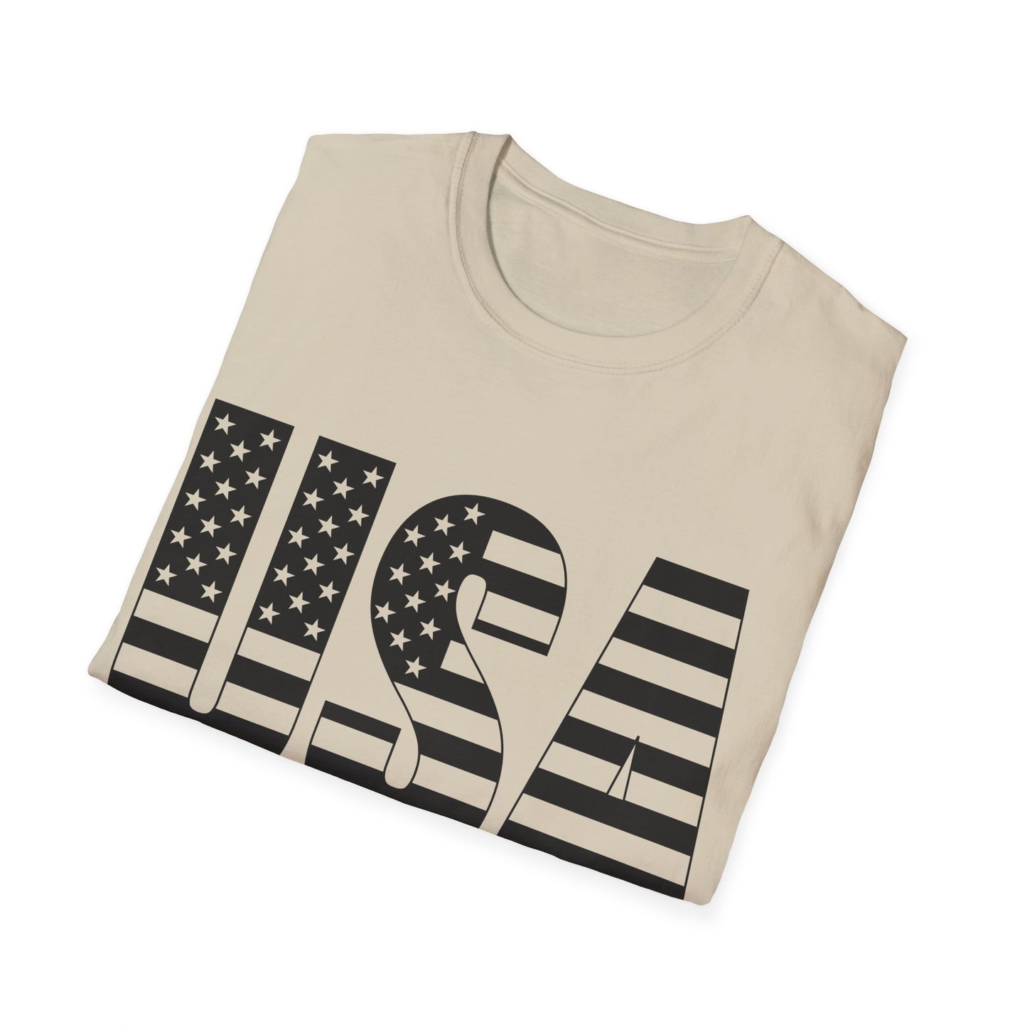 USA American Flag Black - Unisex Softstyle T-Shirt