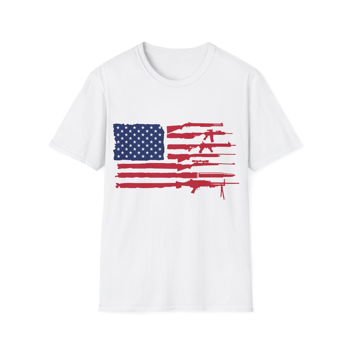 American Flag Guns Color - Unisex Softstyle T-Shirt