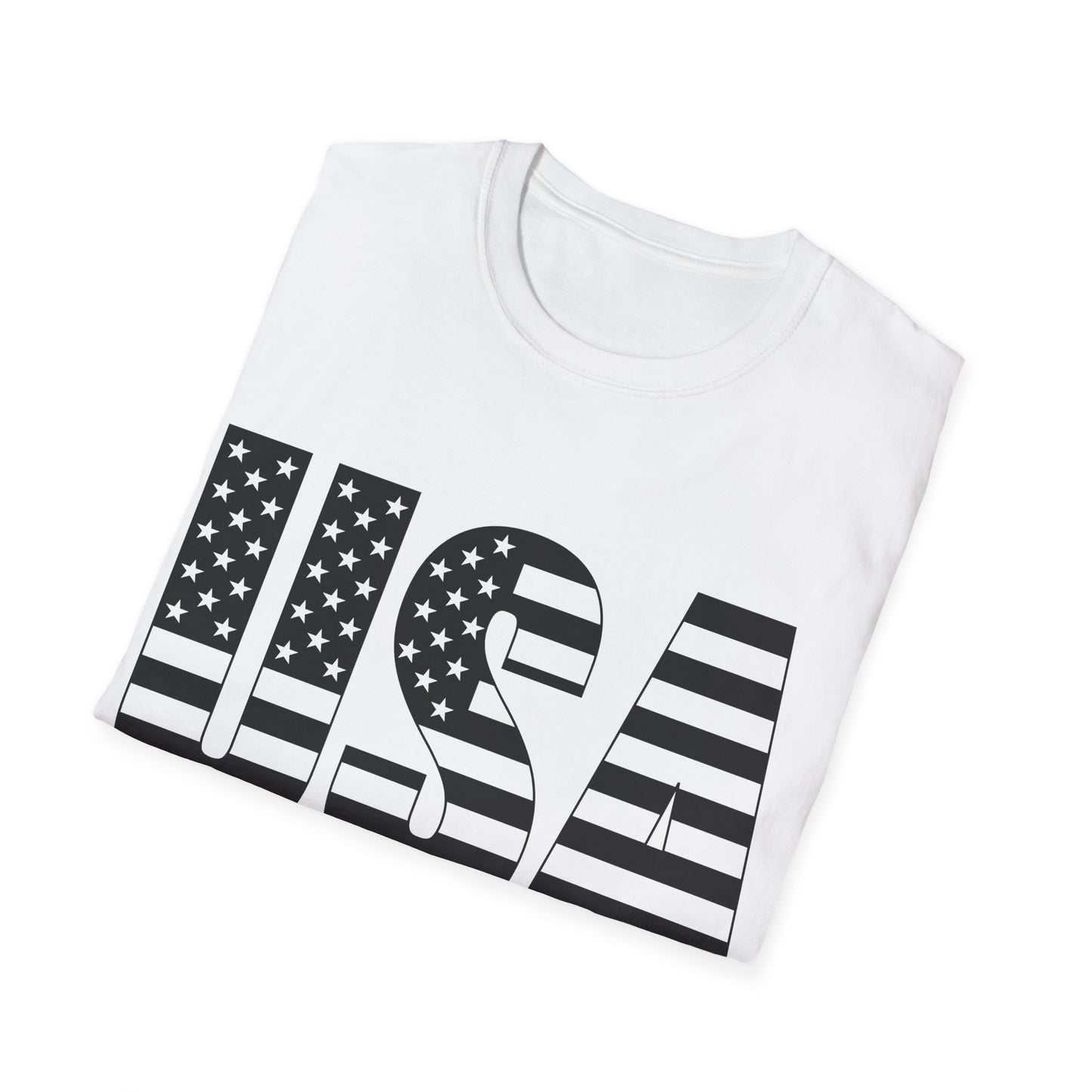 USA American Flag Black - Unisex Softstyle T-Shirt