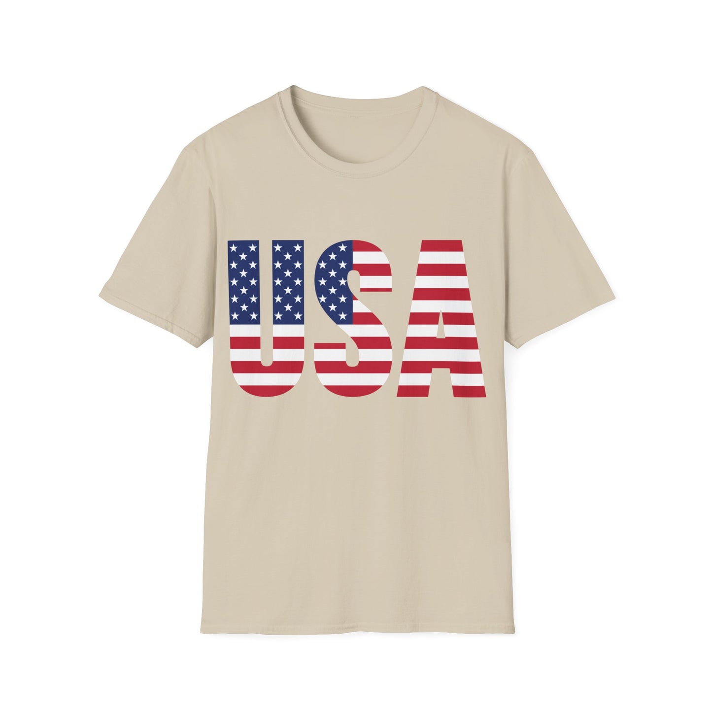 USA American Flag Colored - Unisex Softstyle T-Shirt