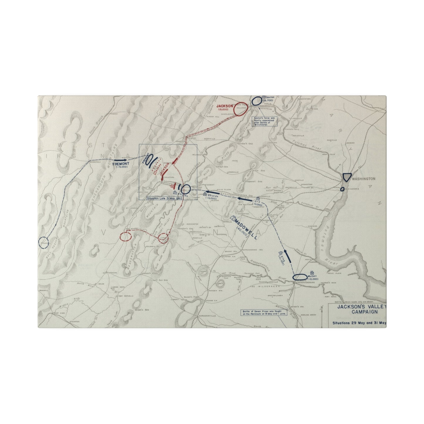 American Civil War Jackson's Valley Campaign - Situation 29 and 31 May 1862