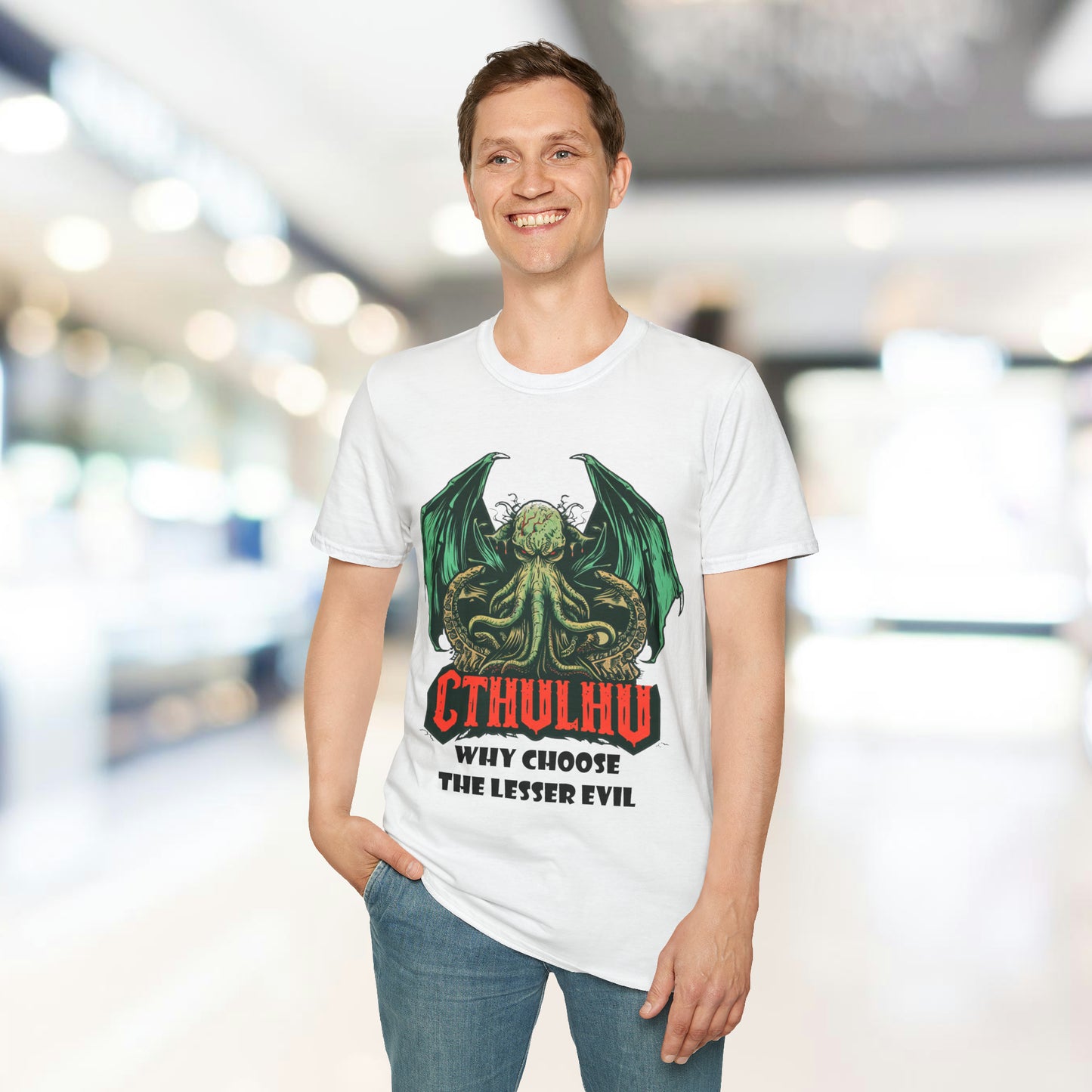 Cthulhu Why Choose The Lesser Evil - Unisex Softstyle T-Shirt