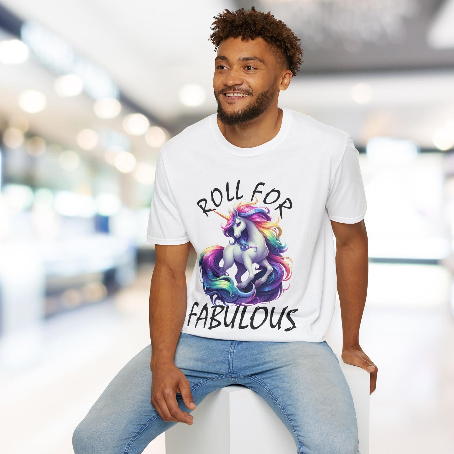 Unicorn_Roll For Fabulous_Black - Unisex Softstyle T-Shirt