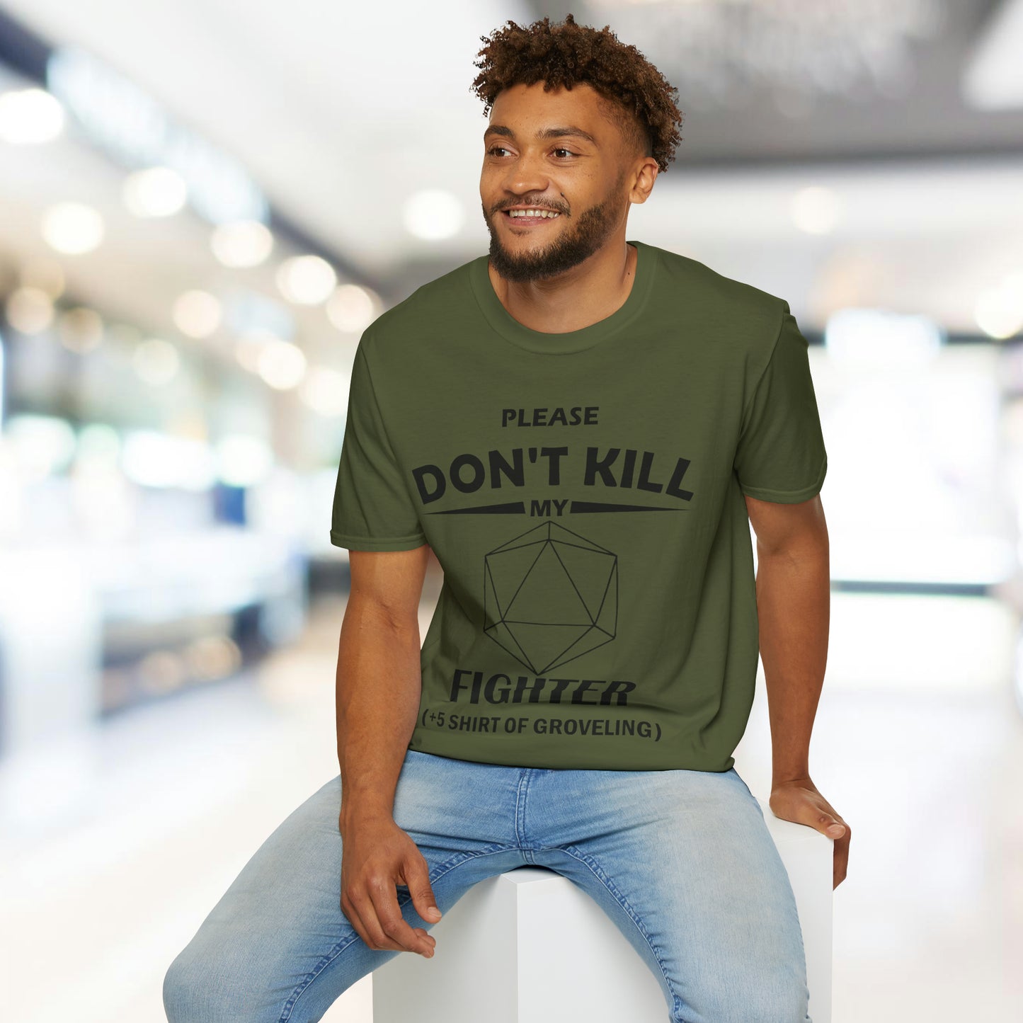 Please Don't Kill My Fighter - Black - Unisex Softstyle T-Shirt