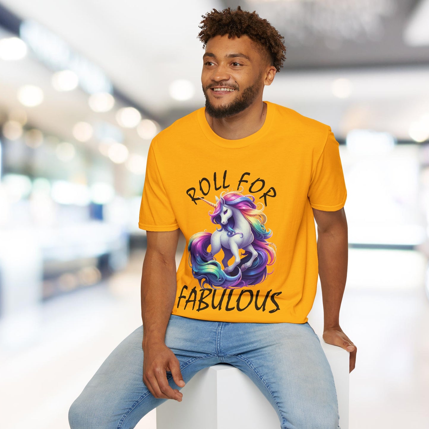 Unicorn_Roll For Fabulous_Black - Unisex Softstyle T-Shirt