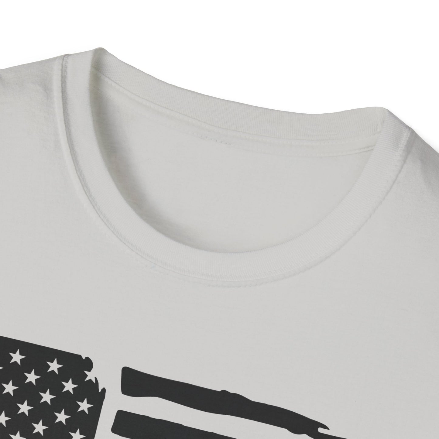 Distressed American Flag B&W - Wife - Unisex Softstyle T-Shirt