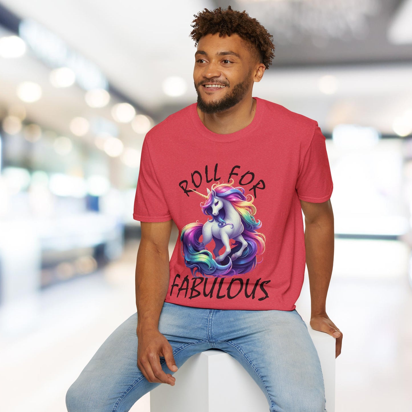 Unicorn_Roll For Fabulous_Black - Unisex Softstyle T-Shirt