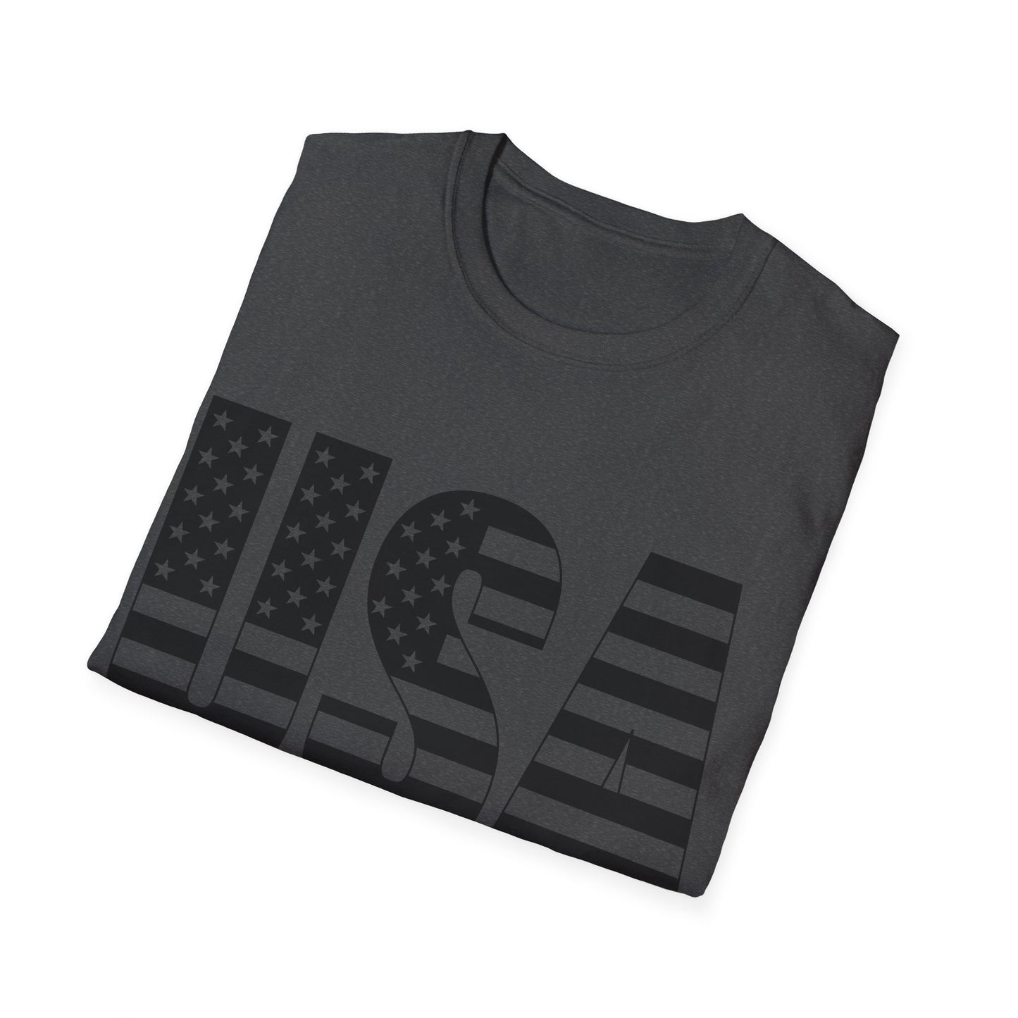 USA American Flag Black - Unisex Softstyle T-Shirt