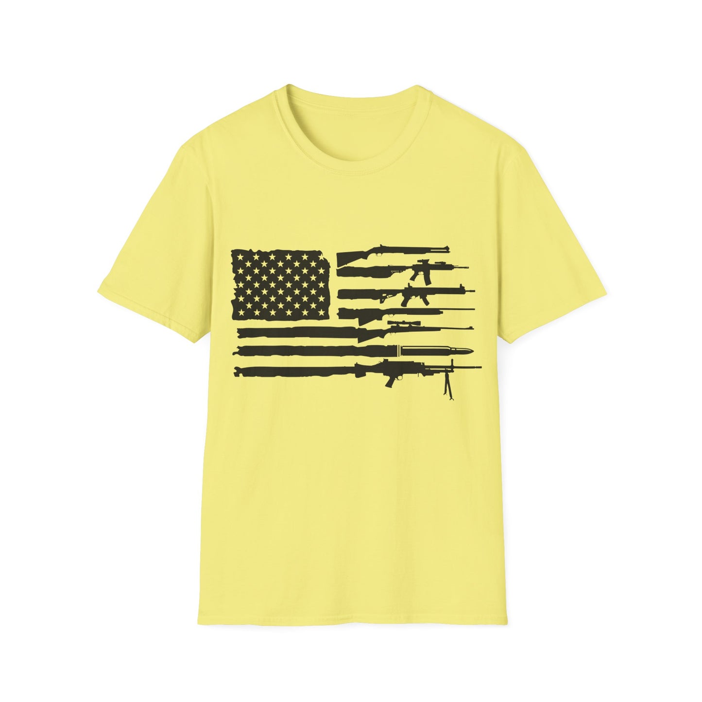 American Flag Guns B&W - Unisex Softstyle T-Shirt