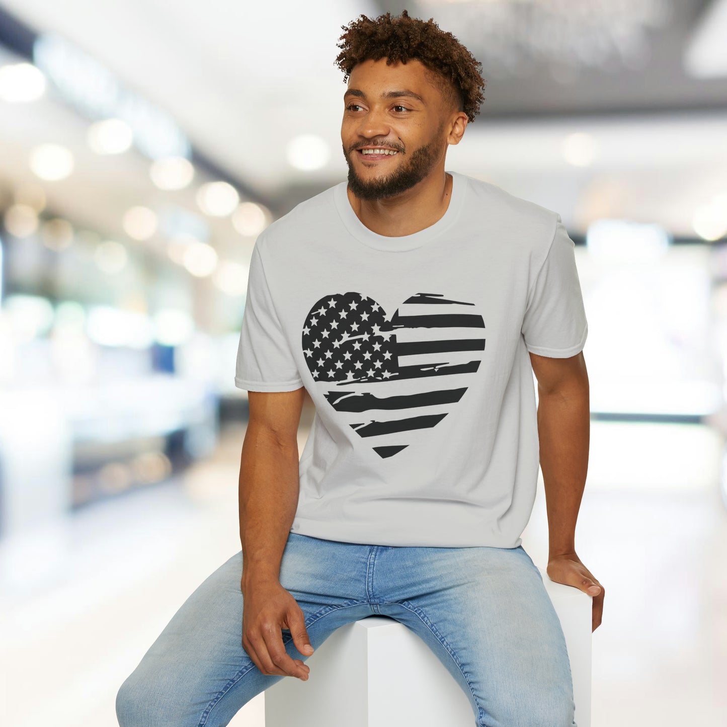 American Heart B&W - Unisex Softstyle T-Shirt