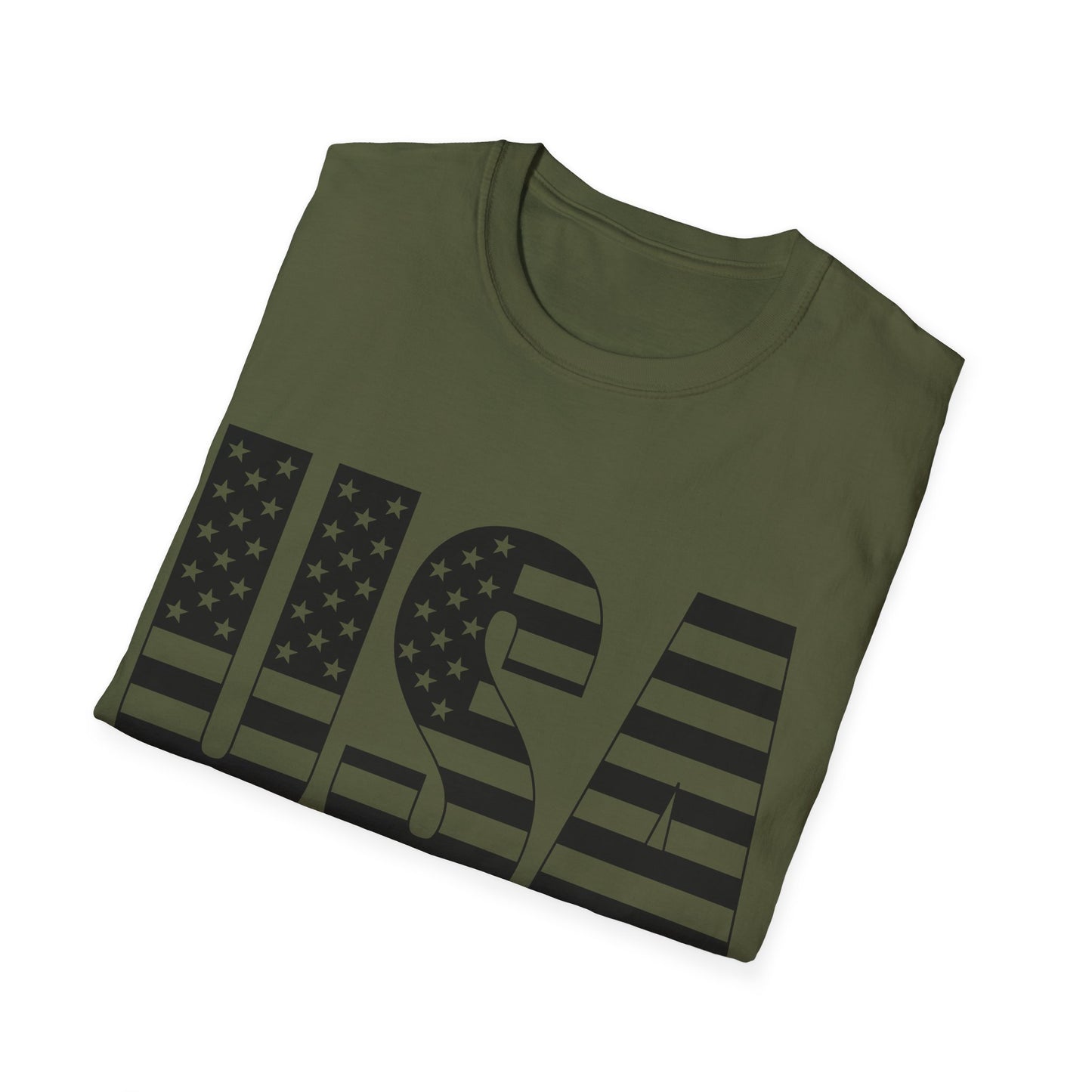 USA American Flag Black - Unisex Softstyle T-Shirt