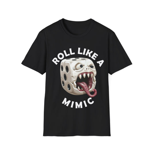 Roll Like A Mimic - White w White - Unisex Softstyle T-Shirt
