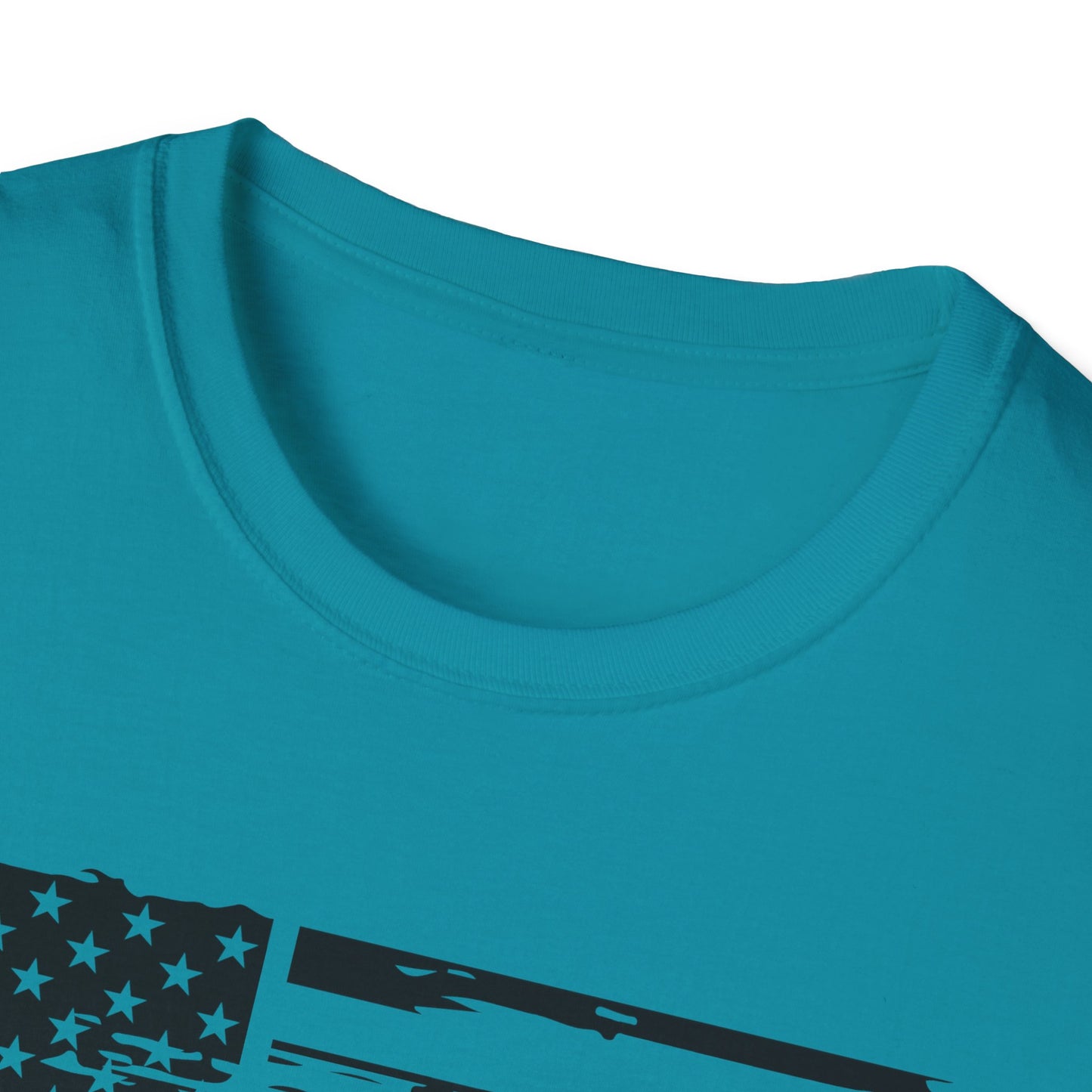 Distressed American Flag B&W - Unisex Softstyle T-Shirt