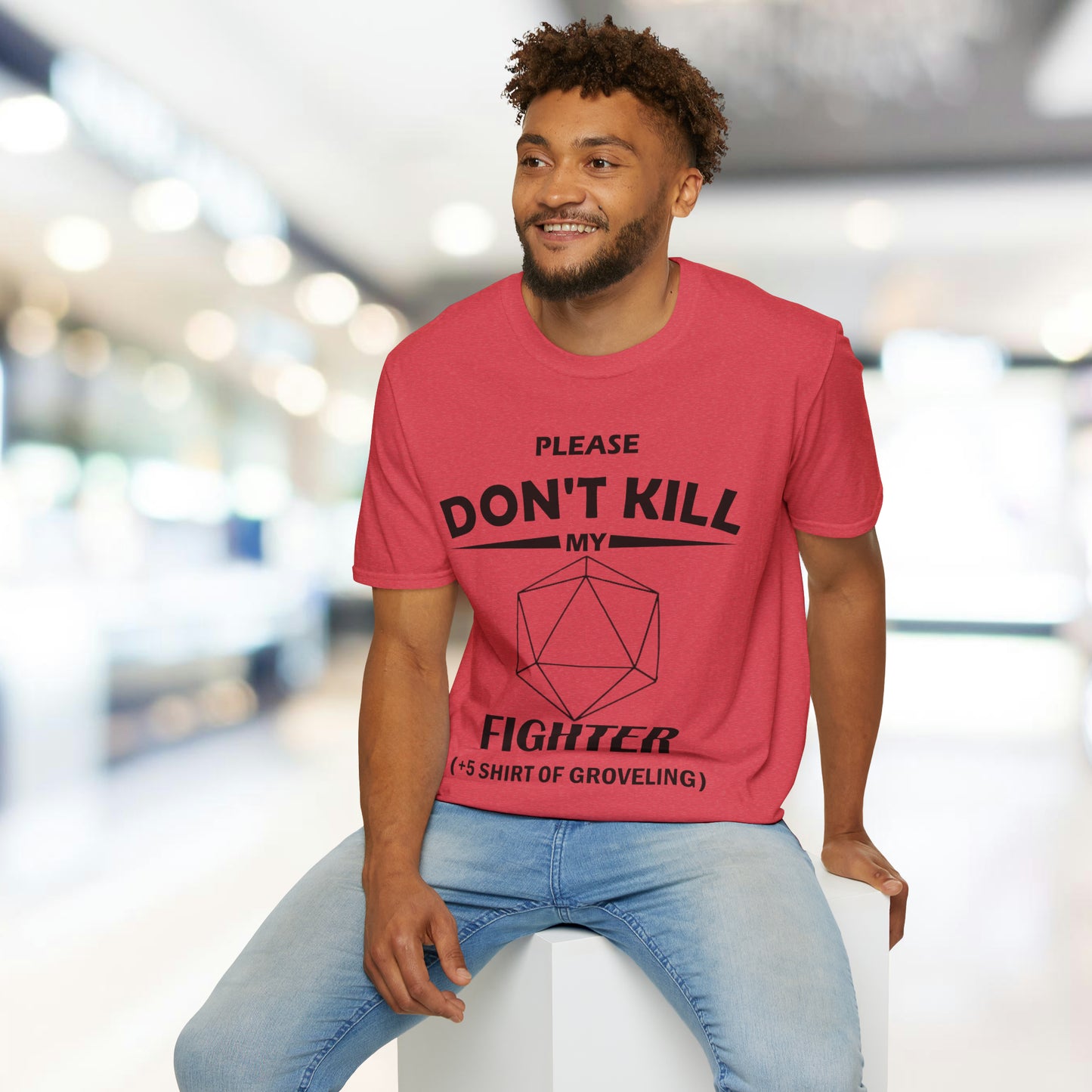 Please Don't Kill My Fighter - Black - Unisex Softstyle T-Shirt