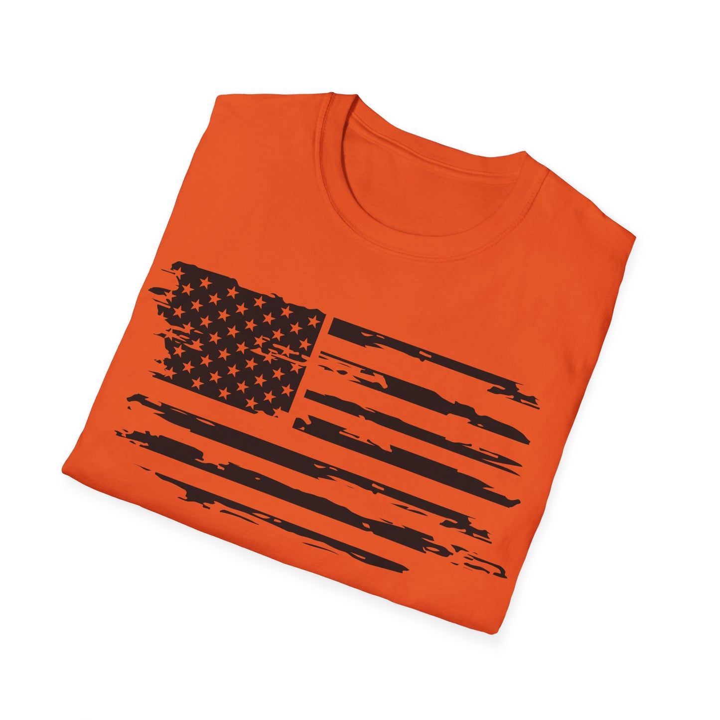 Distressed American Flag B&W - Unisex Softstyle T-Shirt