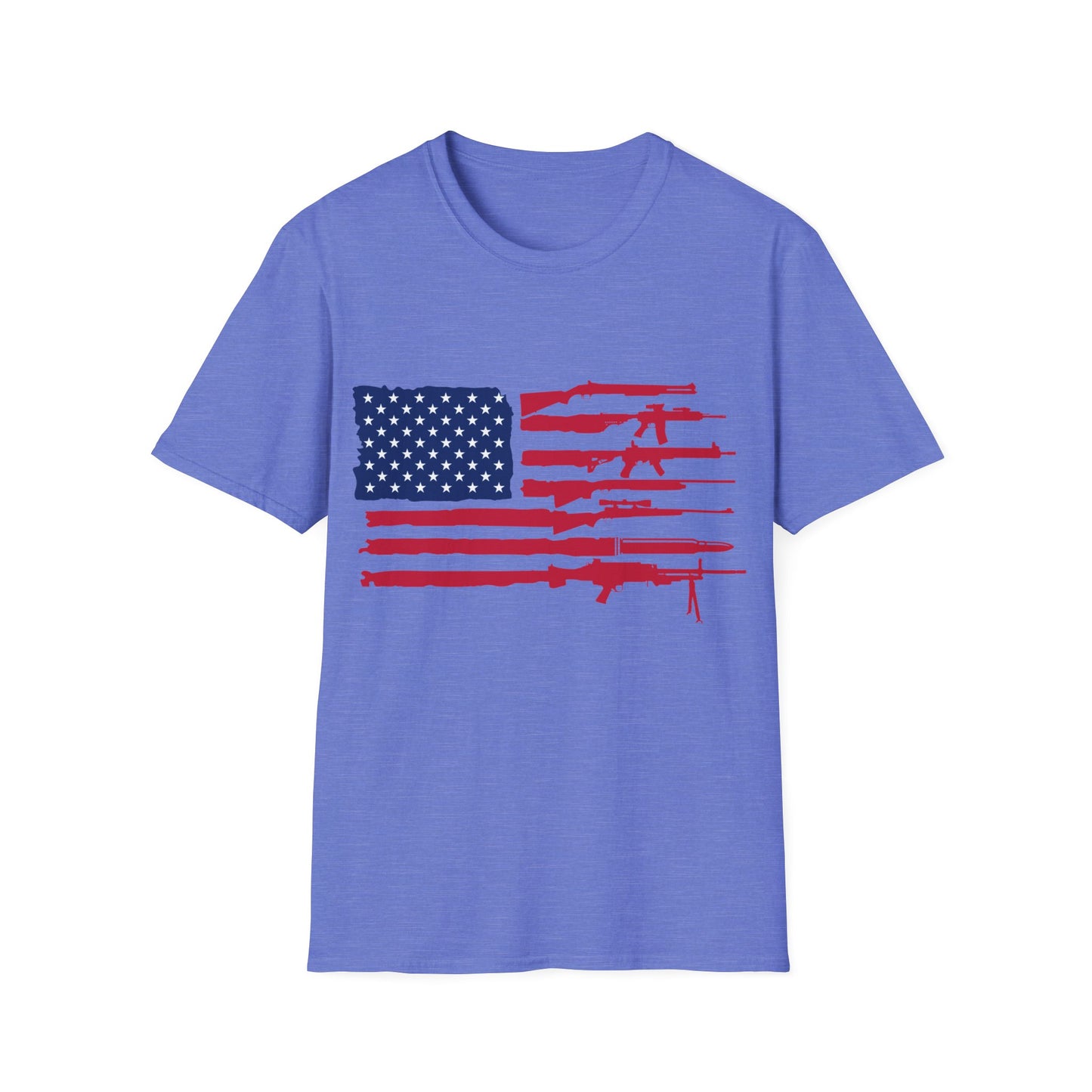 American Flag Guns Color - Unisex Softstyle T-Shirt