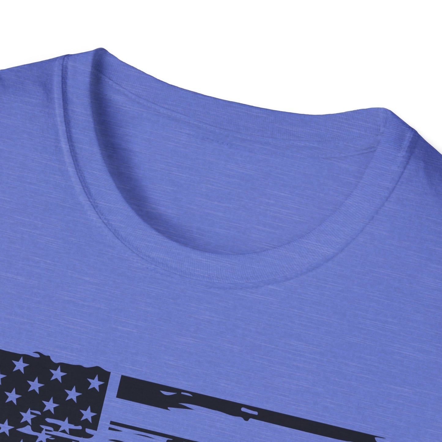 Distressed American Flag B&W - Unisex Softstyle T-Shirt