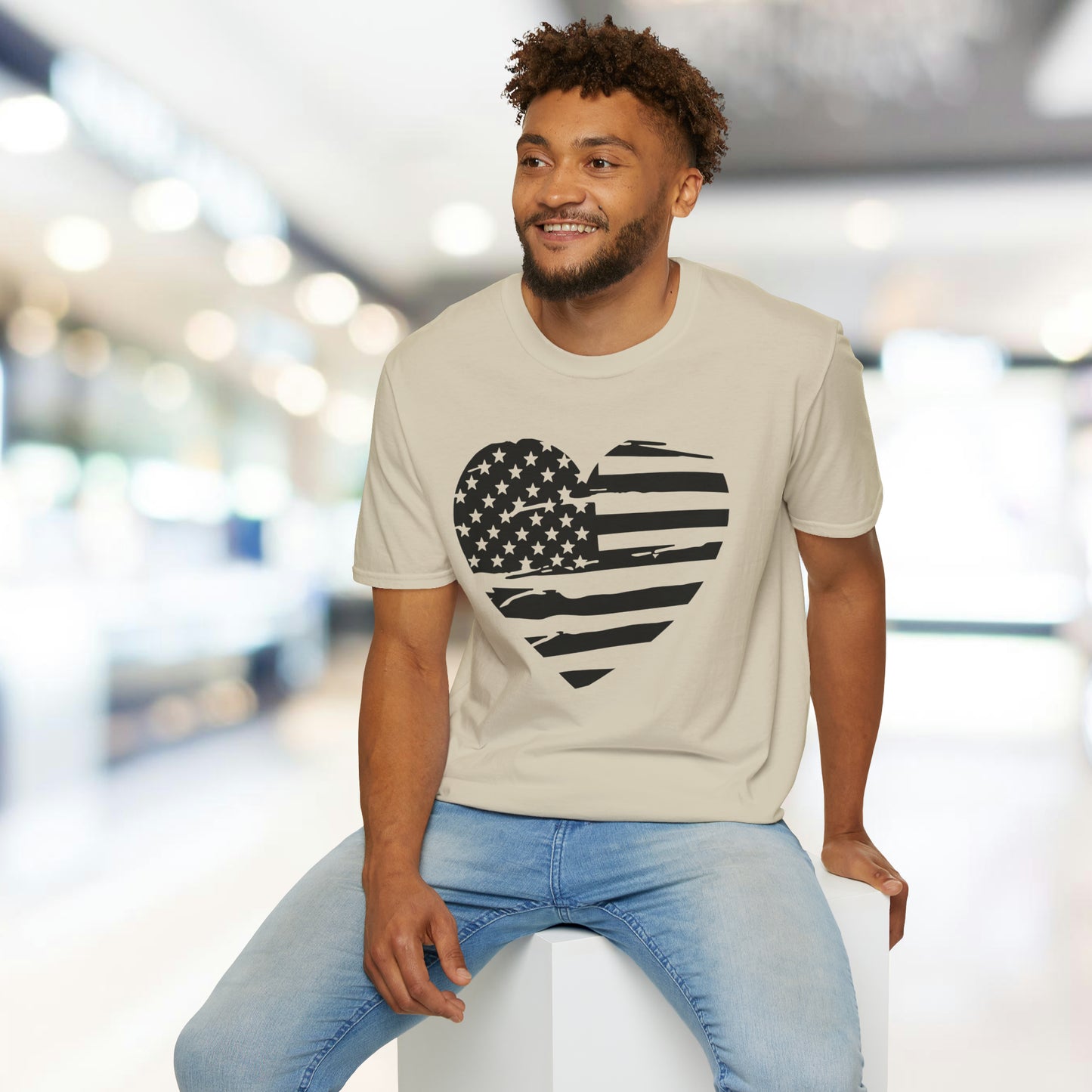 American Heart B&W - Unisex Softstyle T-Shirt