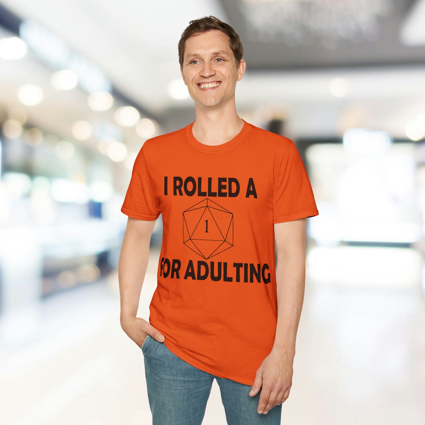 Rolled a 1 for adulting - Black - Unisex Softstyle T-Shirt