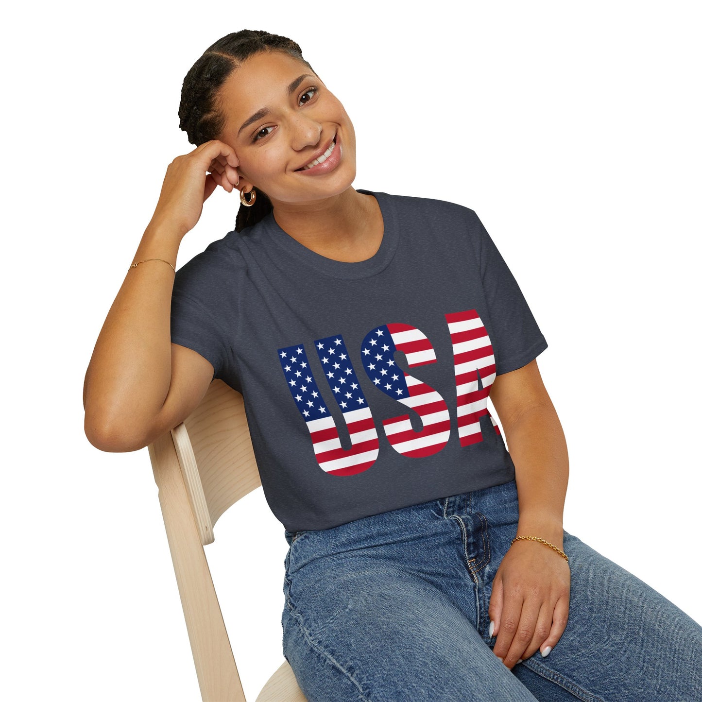 USA American Flag Colored - Unisex Softstyle T-Shirt