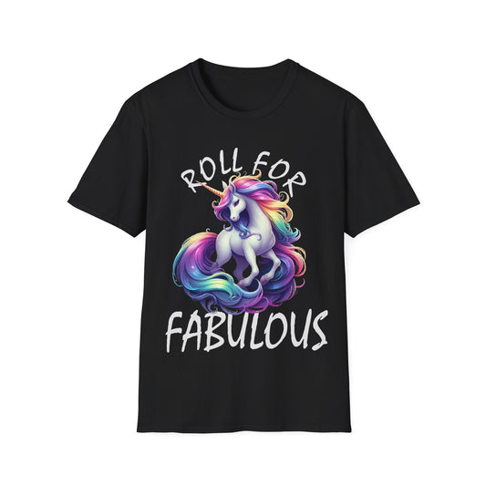 Unicorn_Roll For Fabulous_White - Unisex Softstyle T-Shirt