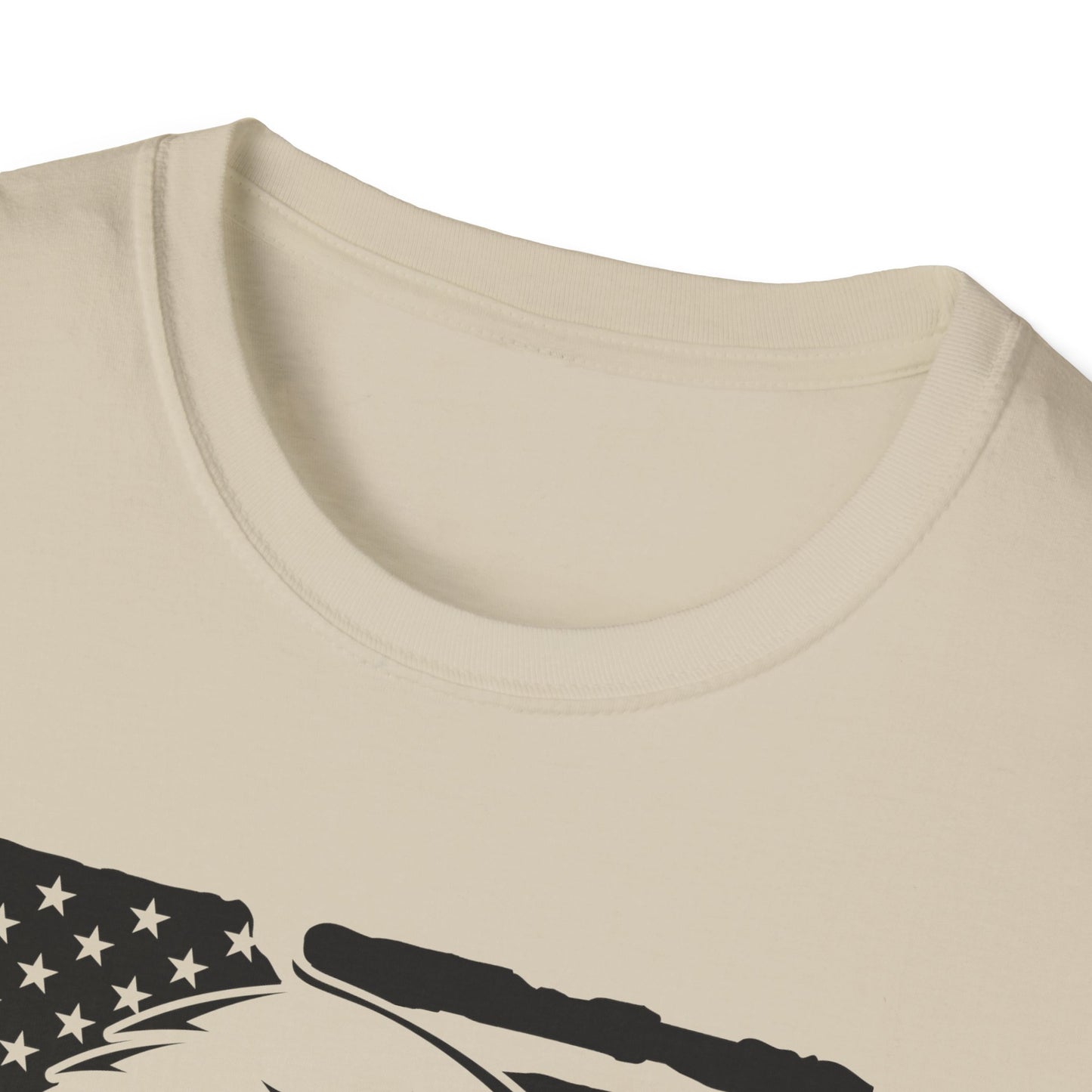 Distressed American Flag B&W - Eagle - Unisex Softstyle T-Shirt